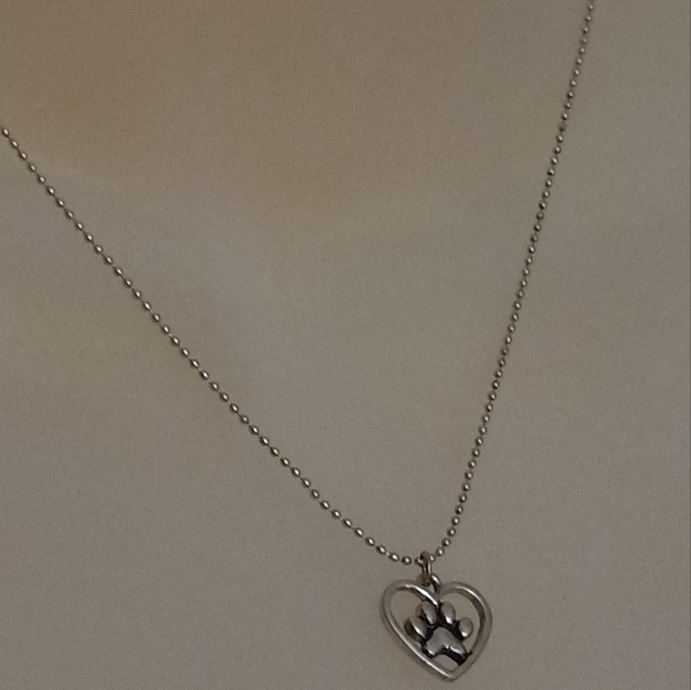 Silver Tone Paw Pendant Charm Necklace - Picture 4 of 5